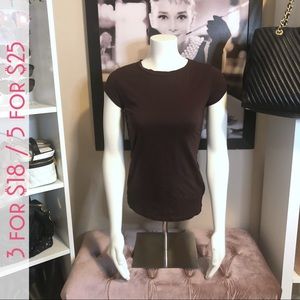 Brown Active Basic Round Neck Tee